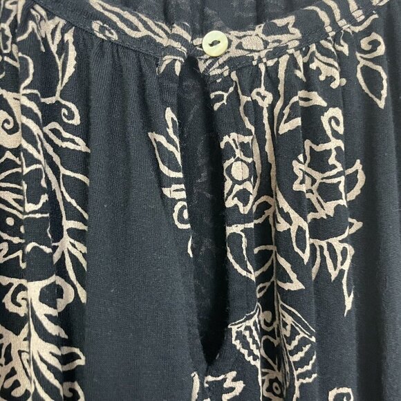 Lucky Brand Woman’s Plus Black Tan Floral Boho Keyhole Top Long Sleeve Size 2X - Picture 3 of 6